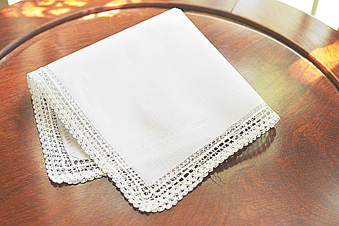 Classic Hemstitch Handkerchief. Double Hemstitching. # 2007